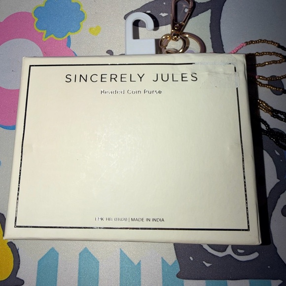 🏈NIB Sincerely Jules Game Day Beaded Pouch - Cream, Black, Pink, Brown - Picture 2 of 2